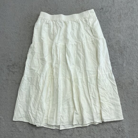 NEW Matty M Linen Blend Women's XL White Tiered Midi Skirt - Picture 4 of 10